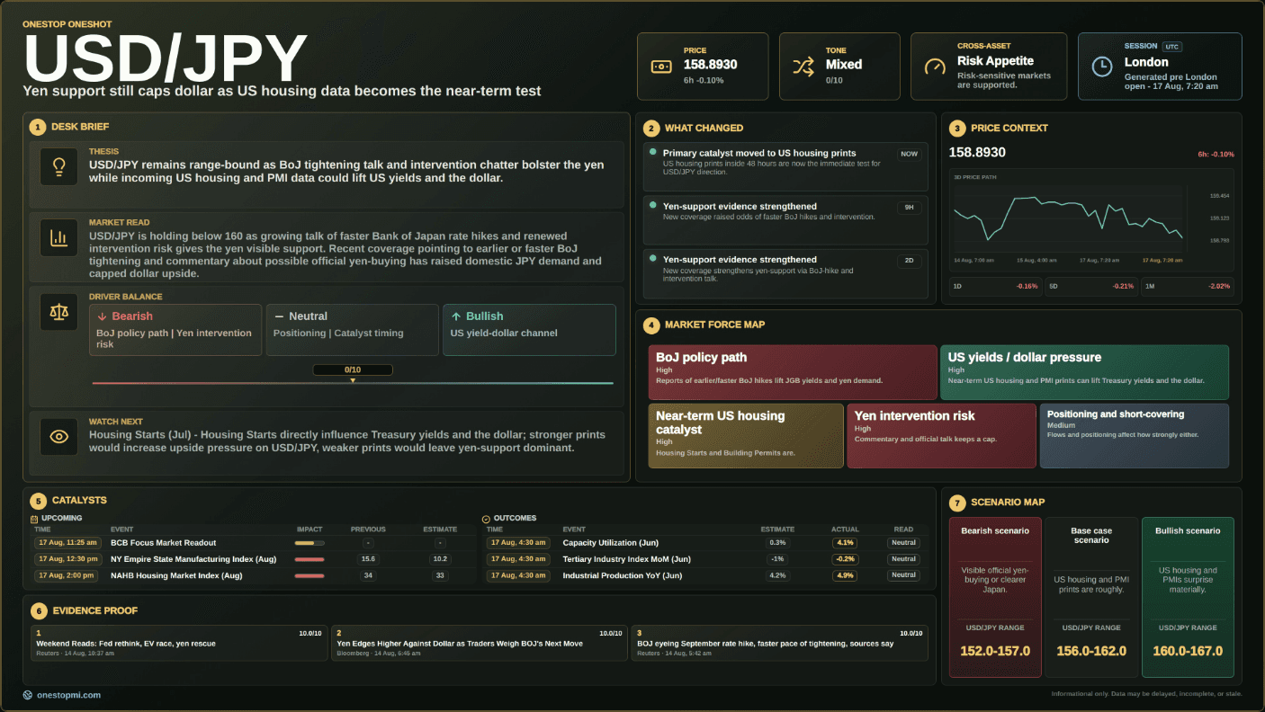 Complete OneStop USD JPY ONESHOT session brief